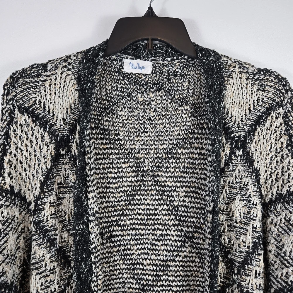 Bluetique Southwestern Abstract Chunky Knit Open Front Cardigan Sweater Size XL